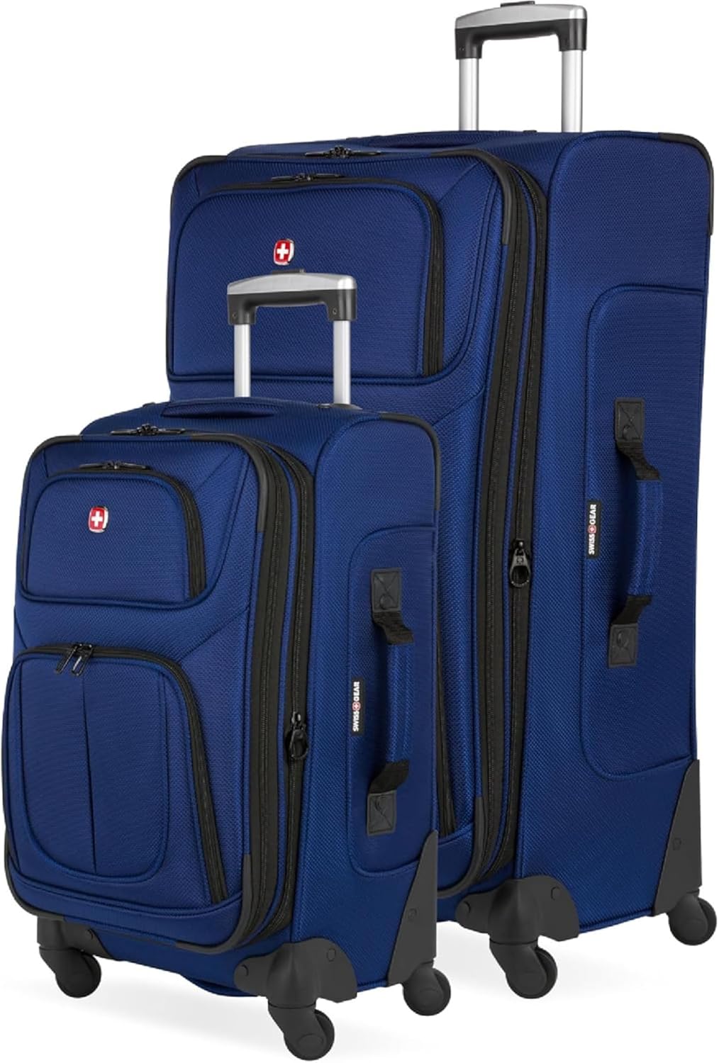 Sion Travel Set, Softside Expandable Carry-On Spinner Bundled with 1900 ScanSmart 17" Laptop Backpack with RFID Blocking & Tech Organization, Black
