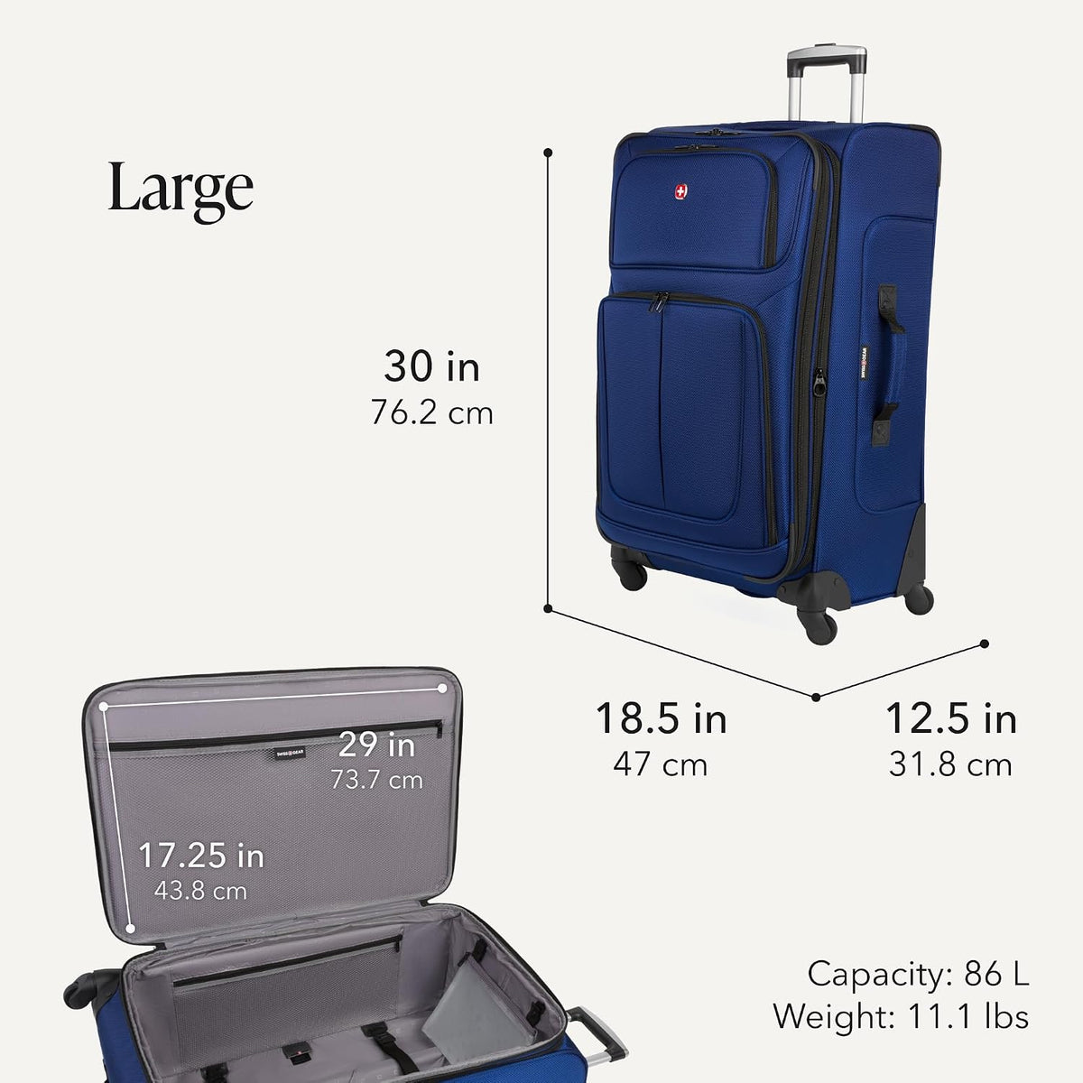 Sion Travel Set, Softside Expandable Carry-On Spinner Bundled with 1900 ScanSmart 17" Laptop Backpack with RFID Blocking & Tech Organization, Black