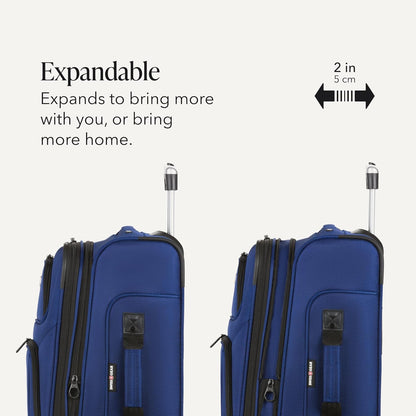 Sion Travel Set, Softside Expandable Carry-On Spinner Bundled with 1900 ScanSmart 17" Laptop Backpack with RFID Blocking & Tech Organization, Black