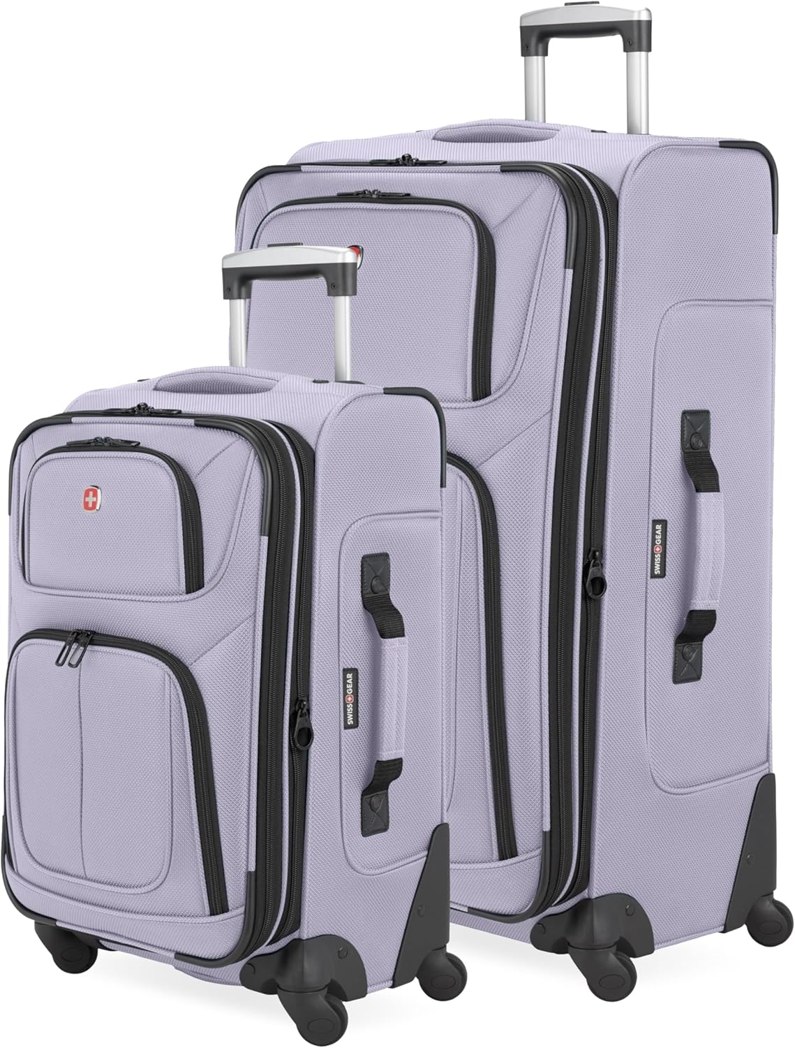Sion Travel Set, Softside Expandable Carry-On Spinner Bundled with 1900 ScanSmart 17" Laptop Backpack with RFID Blocking & Tech Organization, Black
