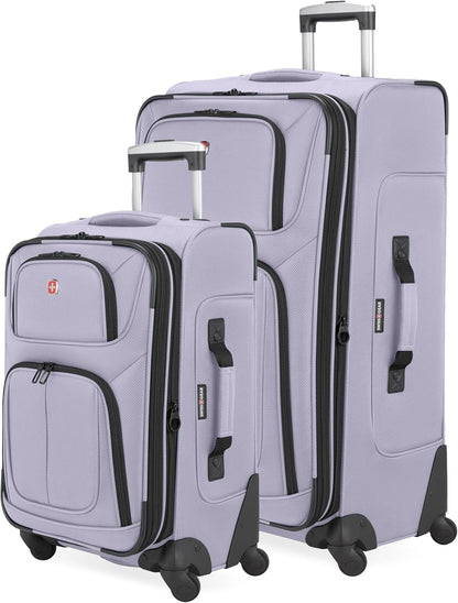 Sion Travel Set, Softside Expandable Carry-On Spinner Bundled with 1900 ScanSmart 17" Laptop Backpack with RFID Blocking & Tech Organization, Black