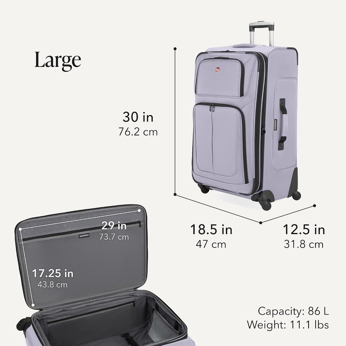 Sion Travel Set, Softside Expandable Carry-On Spinner Bundled with 1900 ScanSmart 17" Laptop Backpack with RFID Blocking & Tech Organization, Black