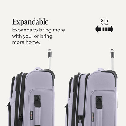 Sion Travel Set, Softside Expandable Carry-On Spinner Bundled with 1900 ScanSmart 17" Laptop Backpack with RFID Blocking & Tech Organization, Black