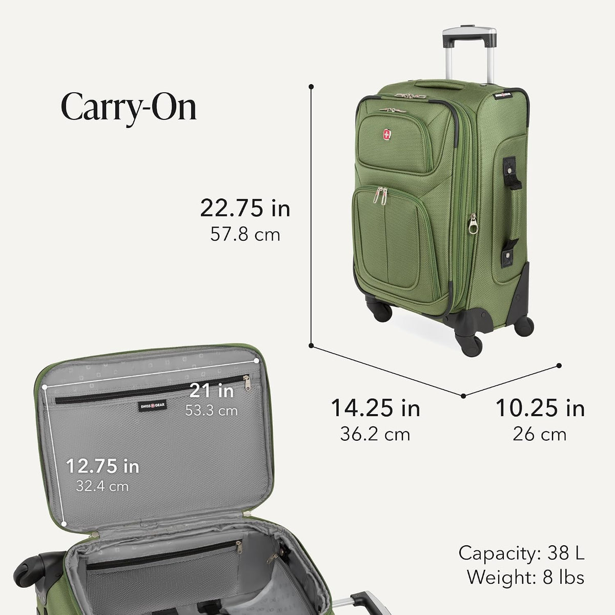Sion Travel Set, Softside Expandable Carry-On Spinner Bundled with 1900 ScanSmart 17" Laptop Backpack with RFID Blocking & Tech Organization, Black