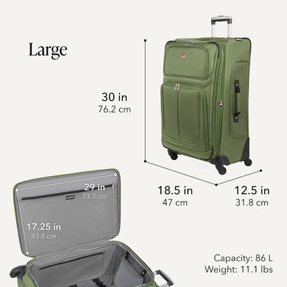 Sion Travel Set, Softside Expandable Carry-On Spinner Bundled with 1900 ScanSmart 17" Laptop Backpack with RFID Blocking & Tech Organization, Black
