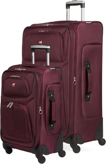 Sion Travel Set, Softside Expandable Carry-On Spinner Bundled with 1900 ScanSmart 17" Laptop Backpack with RFID Blocking & Tech Organization, Black