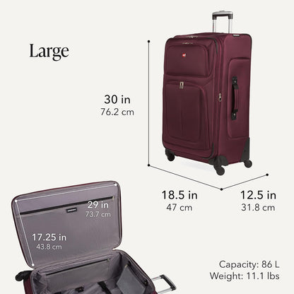 Sion Travel Set, Softside Expandable Carry-On Spinner Bundled with 1900 ScanSmart 17" Laptop Backpack with RFID Blocking & Tech Organization, Black