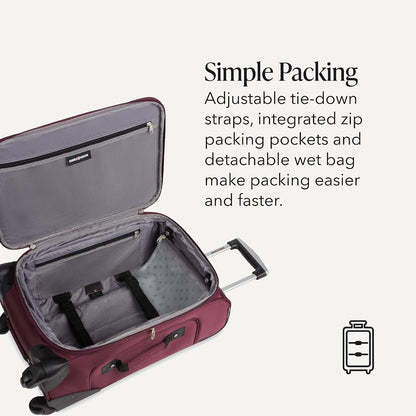 Sion Travel Set, Softside Expandable Carry-On Spinner Bundled with 1900 ScanSmart 17" Laptop Backpack with RFID Blocking & Tech Organization, Black