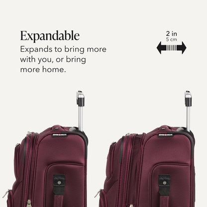 Sion Travel Set, Softside Expandable Carry-On Spinner Bundled with 1900 ScanSmart 17" Laptop Backpack with RFID Blocking & Tech Organization, Black