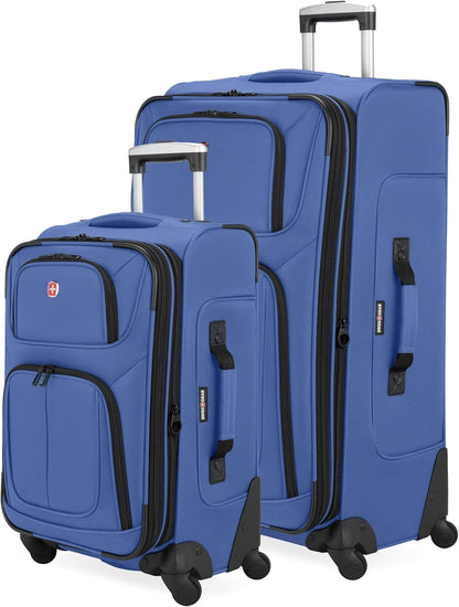 Sion Travel Set, Softside Expandable Carry-On Spinner Bundled with 1900 ScanSmart 17" Laptop Backpack with RFID Blocking & Tech Organization, Black