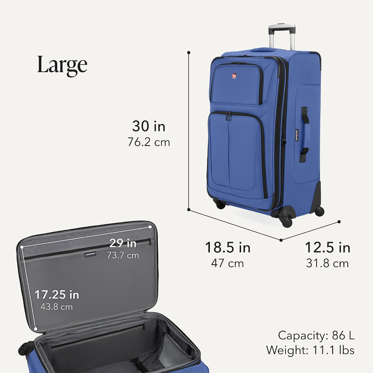 Sion Travel Set, Softside Expandable Carry-On Spinner Bundled with 1900 ScanSmart 17" Laptop Backpack with RFID Blocking & Tech Organization, Black