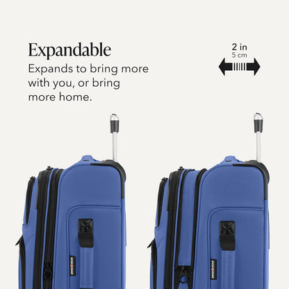Sion Travel Set, Softside Expandable Carry-On Spinner Bundled with 1900 ScanSmart 17" Laptop Backpack with RFID Blocking & Tech Organization, Black