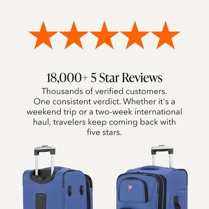 Sion Travel Set, Softside Expandable Carry-On Spinner Bundled with 1900 ScanSmart 17" Laptop Backpack with RFID Blocking & Tech Organization, Black