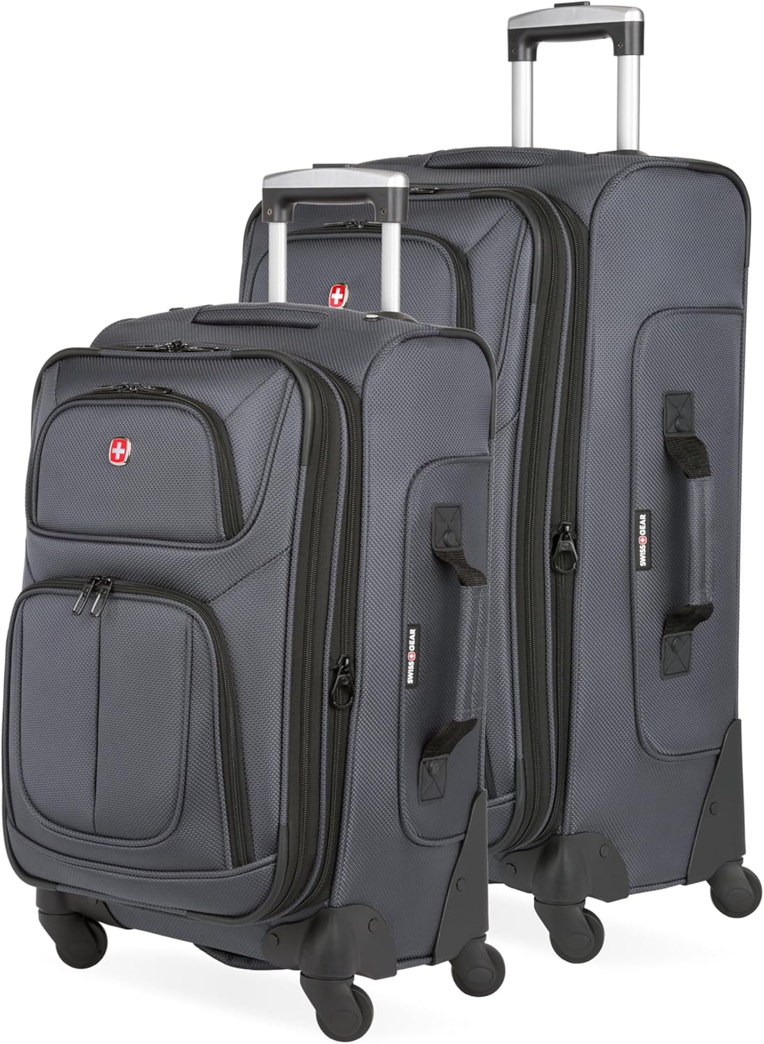 Sion Travel Set, Softside Expandable Carry-On Spinner Bundled with 1900 ScanSmart 17" Laptop Backpack with RFID Blocking & Tech Organization, Black