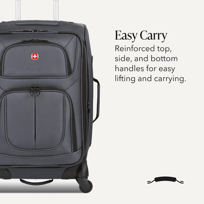 Sion Travel Set, Softside Expandable Carry-On Spinner Bundled with 1900 ScanSmart 17" Laptop Backpack with RFID Blocking & Tech Organization, Black