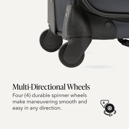Sion Travel Set, Softside Expandable Carry-On Spinner Bundled with 1900 ScanSmart 17" Laptop Backpack with RFID Blocking & Tech Organization, Black