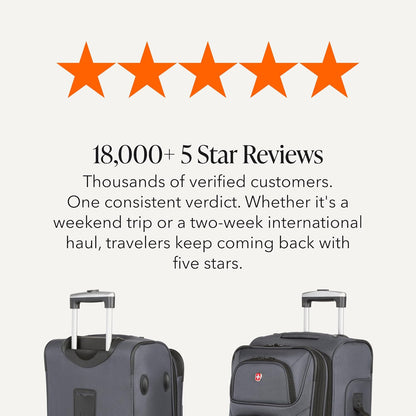 Sion Travel Set, Softside Expandable Carry-On Spinner Bundled with 1900 ScanSmart 17" Laptop Backpack with RFID Blocking & Tech Organization, Black