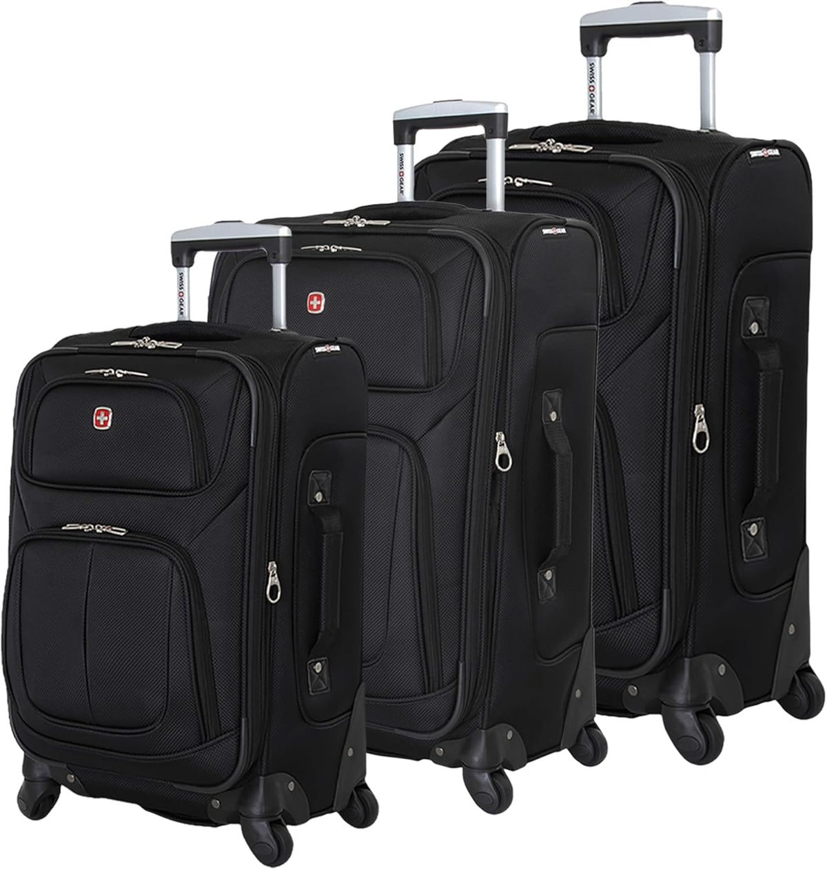 Sion Travel Set, Softside Expandable Carry-On Spinner Bundled with 1900 ScanSmart 17" Laptop Backpack with RFID Blocking & Tech Organization, Black