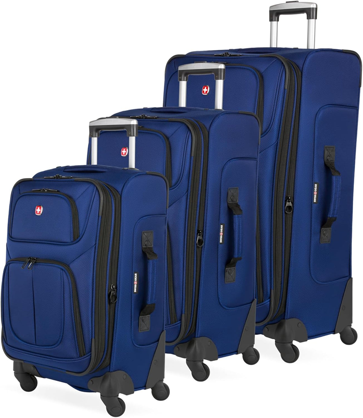 Sion Travel Set, Softside Expandable Carry-On Spinner Bundled with 1900 ScanSmart 17" Laptop Backpack with RFID Blocking & Tech Organization, Black