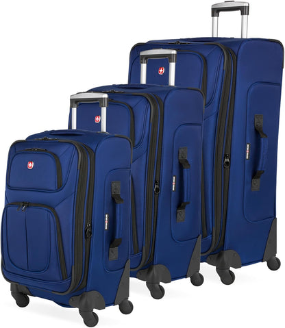 Sion Travel Set, Softside Expandable Carry-On Spinner Bundled with 1900 ScanSmart 17" Laptop Backpack with RFID Blocking & Tech Organization, Black