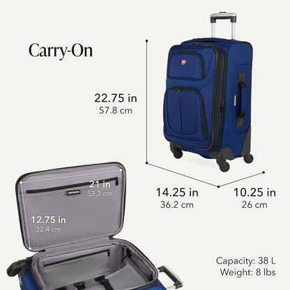 Sion Travel Set, Softside Expandable Carry-On Spinner Bundled with 1900 ScanSmart 17" Laptop Backpack with RFID Blocking & Tech Organization, Black