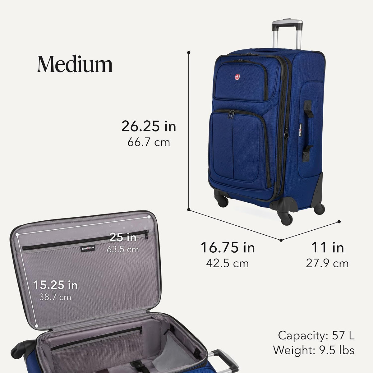 Sion Travel Set, Softside Expandable Carry-On Spinner Bundled with 1900 ScanSmart 17" Laptop Backpack with RFID Blocking & Tech Organization, Black