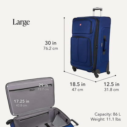 Sion Travel Set, Softside Expandable Carry-On Spinner Bundled with 1900 ScanSmart 17" Laptop Backpack with RFID Blocking & Tech Organization, Black