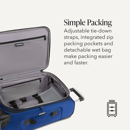 Sion Travel Set, Softside Expandable Carry-On Spinner Bundled with 1900 ScanSmart 17" Laptop Backpack with RFID Blocking & Tech Organization, Black