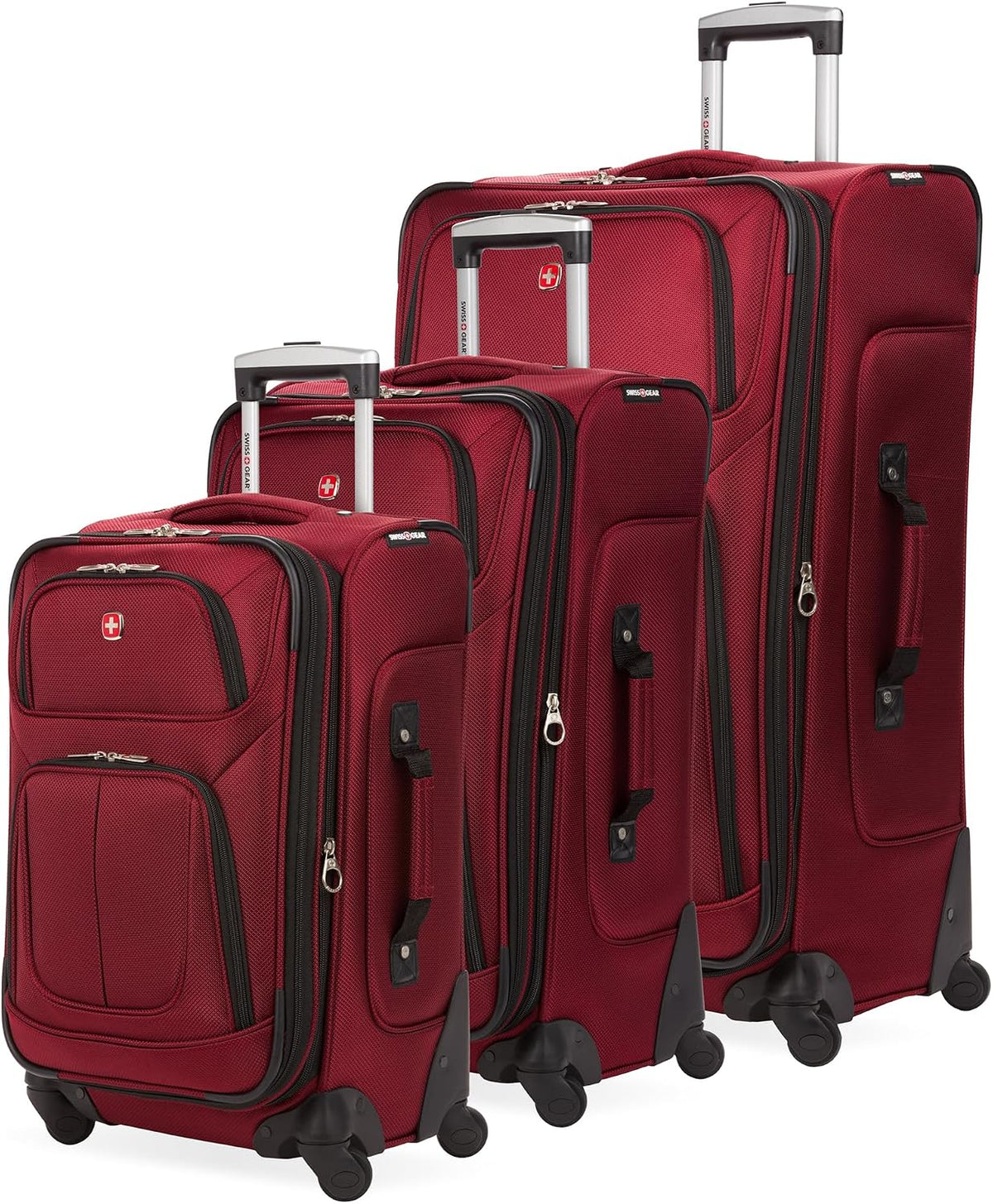 Sion Travel Set, Softside Expandable Carry-On Spinner Bundled with 1900 ScanSmart 17" Laptop Backpack with RFID Blocking & Tech Organization, Black