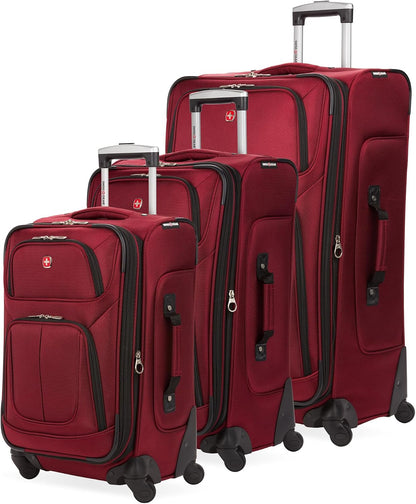 Sion Travel Set, Softside Expandable Carry-On Spinner Bundled with 1900 ScanSmart 17" Laptop Backpack with RFID Blocking & Tech Organization, Black
