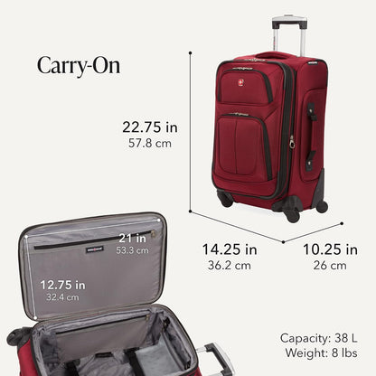 Sion Travel Set, Softside Expandable Carry-On Spinner Bundled with 1900 ScanSmart 17" Laptop Backpack with RFID Blocking & Tech Organization, Black