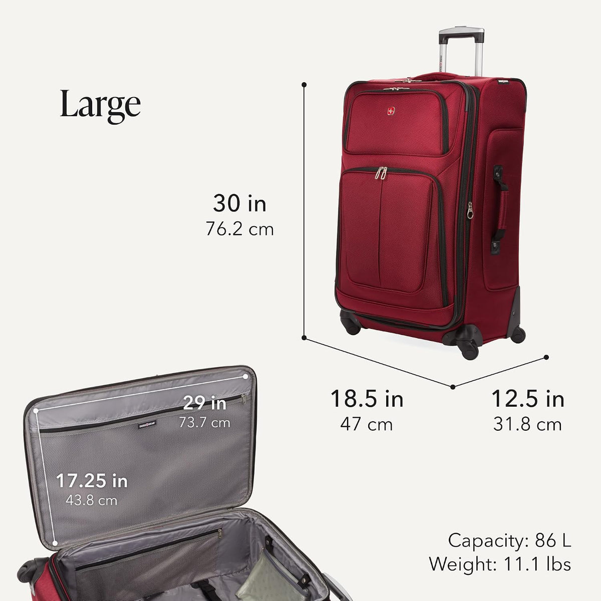 Sion Travel Set, Softside Expandable Carry-On Spinner Bundled with 1900 ScanSmart 17" Laptop Backpack with RFID Blocking & Tech Organization, Black