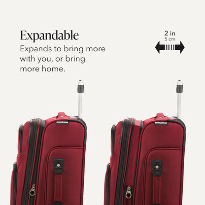 Sion Travel Set, Softside Expandable Carry-On Spinner Bundled with 1900 ScanSmart 17" Laptop Backpack with RFID Blocking & Tech Organization, Black