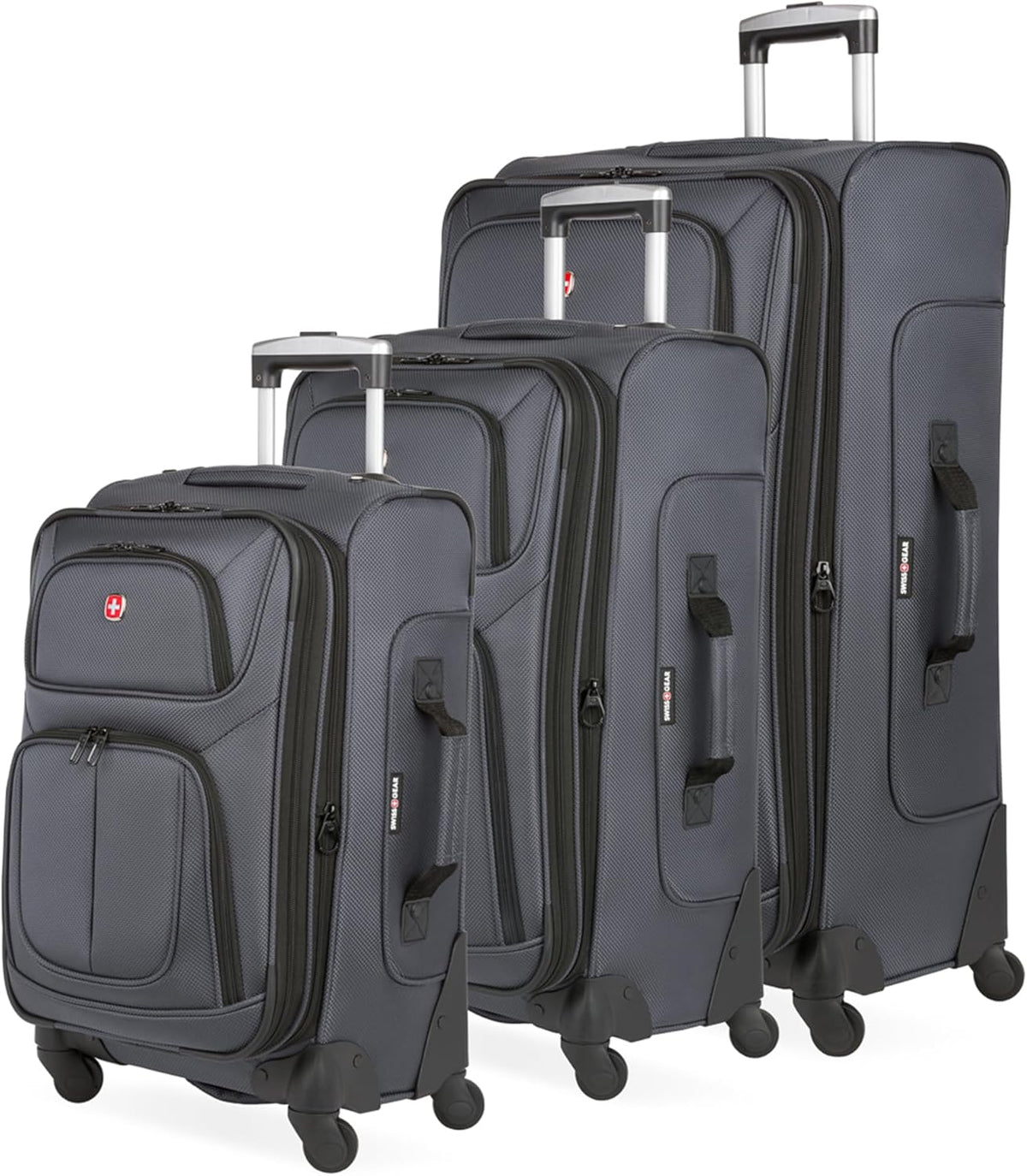 Sion Travel Set, Softside Expandable Carry-On Spinner Bundled with 1900 ScanSmart 17" Laptop Backpack with RFID Blocking & Tech Organization, Black
