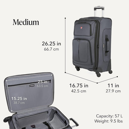 Sion Travel Set, Softside Expandable Carry-On Spinner Bundled with 1900 ScanSmart 17" Laptop Backpack with RFID Blocking & Tech Organization, Black