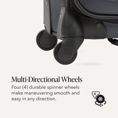 Sion Travel Set, Softside Expandable Carry-On Spinner Bundled with 1900 ScanSmart 17" Laptop Backpack with RFID Blocking & Tech Organization, Black