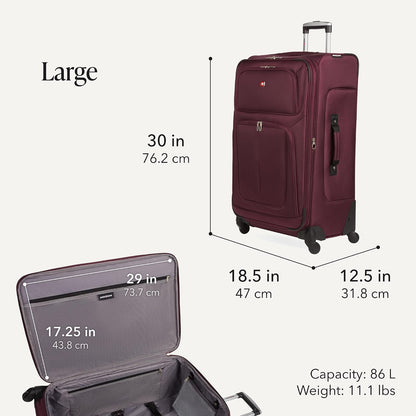 Sion Travel Set, Softside Expandable Carry-On Spinner Bundled with 1900 ScanSmart 17" Laptop Backpack with RFID Blocking & Tech Organization, Black