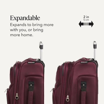 Sion Travel Set, Softside Expandable Carry-On Spinner Bundled with 1900 ScanSmart 17" Laptop Backpack with RFID Blocking & Tech Organization, Black