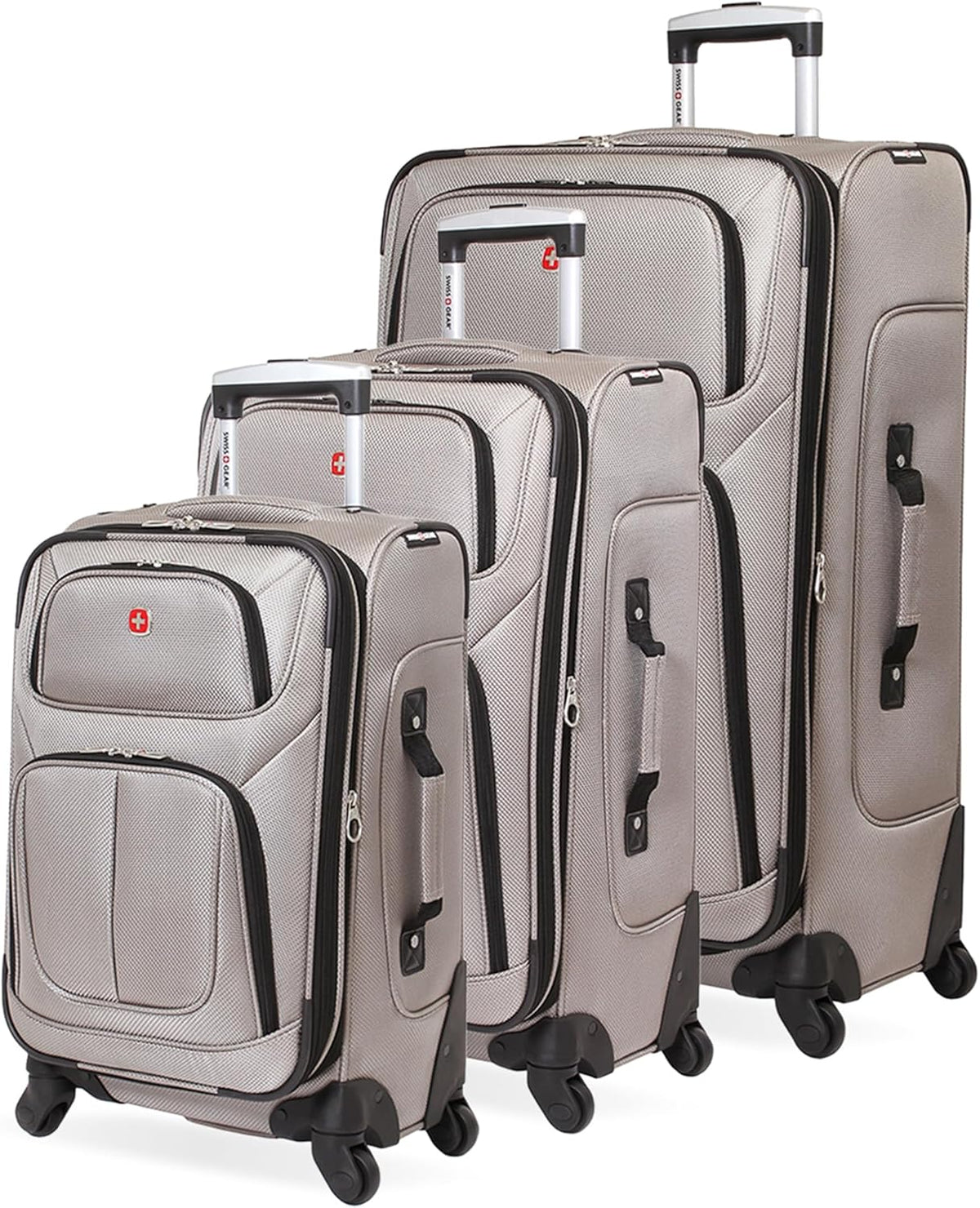 Sion Travel Set, Softside Expandable Carry-On Spinner Bundled with 1900 ScanSmart 17" Laptop Backpack with RFID Blocking & Tech Organization, Black