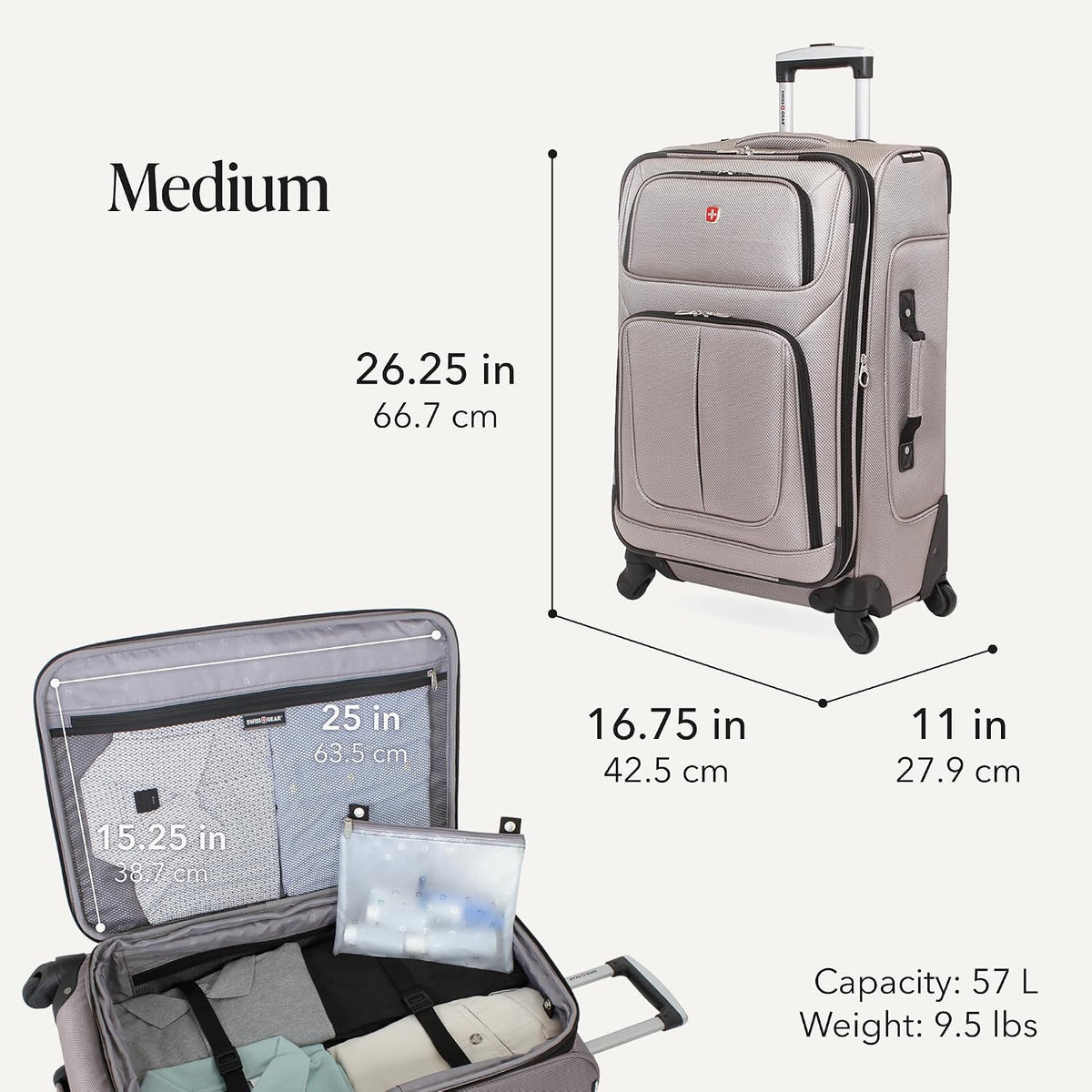 Sion Travel Set, Softside Expandable Carry-On Spinner Bundled with 1900 ScanSmart 17" Laptop Backpack with RFID Blocking & Tech Organization, Black