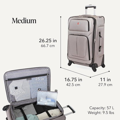 Sion Travel Set, Softside Expandable Carry-On Spinner Bundled with 1900 ScanSmart 17" Laptop Backpack with RFID Blocking & Tech Organization, Black