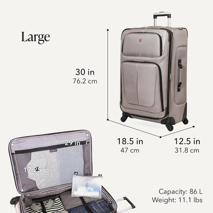 Sion Travel Set, Softside Expandable Carry-On Spinner Bundled with 1900 ScanSmart 17" Laptop Backpack with RFID Blocking & Tech Organization, Black