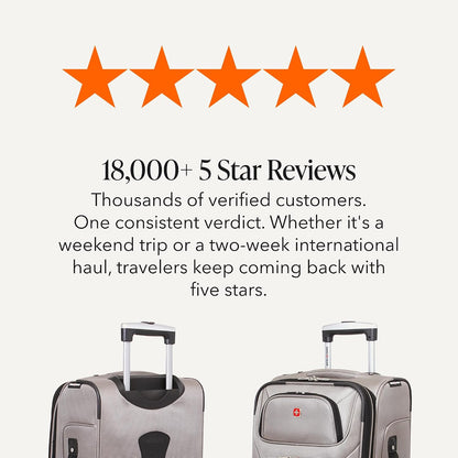 Sion Travel Set, Softside Expandable Carry-On Spinner Bundled with 1900 ScanSmart 17" Laptop Backpack with RFID Blocking & Tech Organization, Black