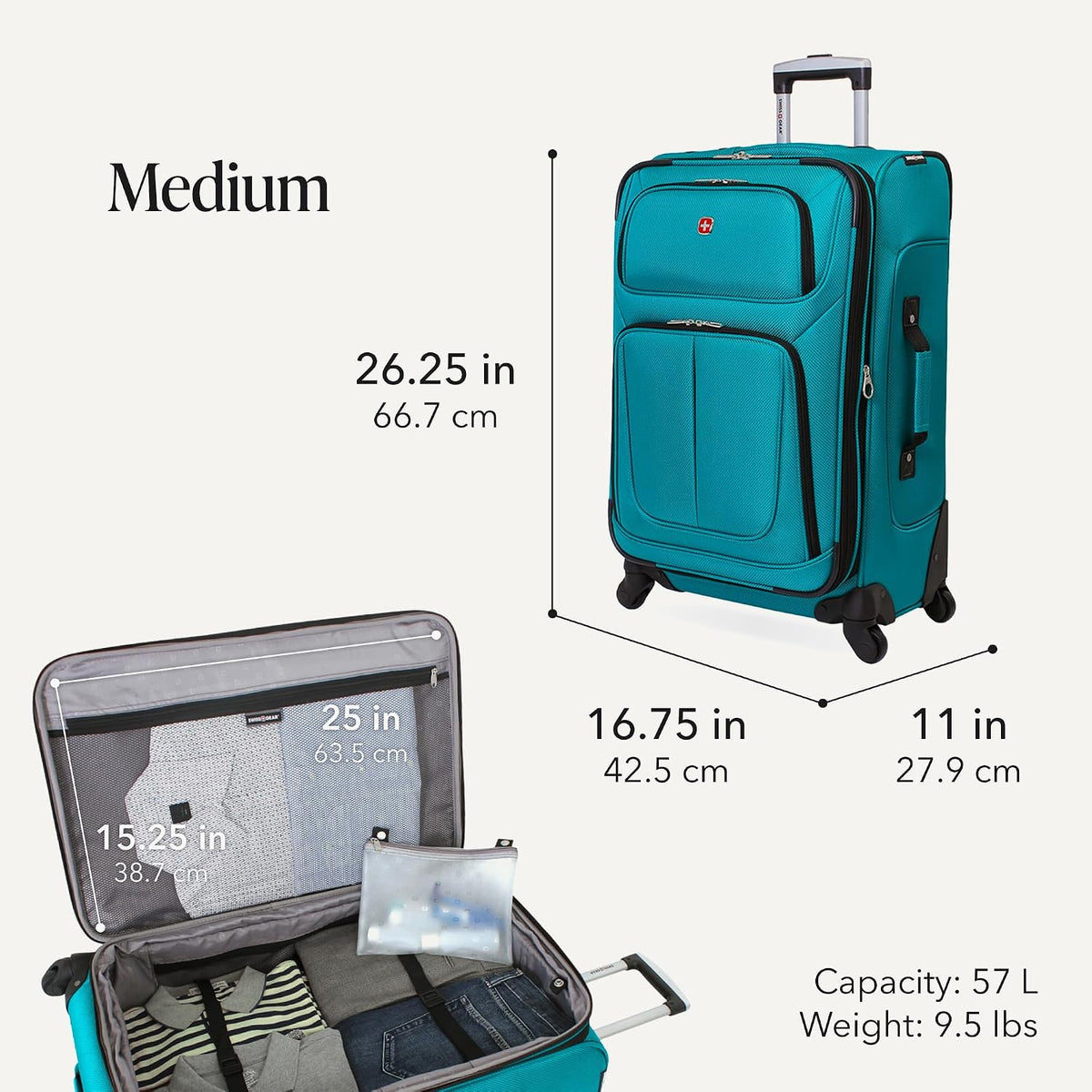 Sion Travel Set, Softside Expandable Carry-On Spinner Bundled with 1900 ScanSmart 17" Laptop Backpack with RFID Blocking & Tech Organization, Black