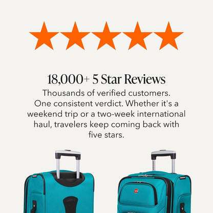 Sion Travel Set, Softside Expandable Carry-On Spinner Bundled with 1900 ScanSmart 17" Laptop Backpack with RFID Blocking & Tech Organization, Black