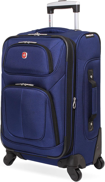 Sion Travel Set, Softside Expandable Carry-On Spinner Bundled with 1900 ScanSmart 17" Laptop Backpack with RFID Blocking & Tech Organization, Black