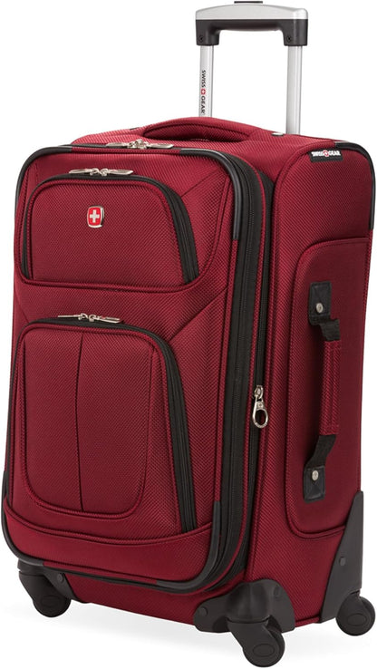 Sion Travel Set, Softside Expandable Carry-On Spinner Bundled with 1900 ScanSmart 17" Laptop Backpack with RFID Blocking & Tech Organization, Black