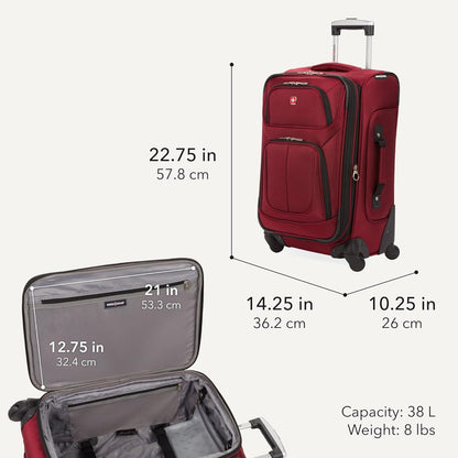 Sion Travel Set, Softside Expandable Carry-On Spinner Bundled with 1900 ScanSmart 17" Laptop Backpack with RFID Blocking & Tech Organization, Black
