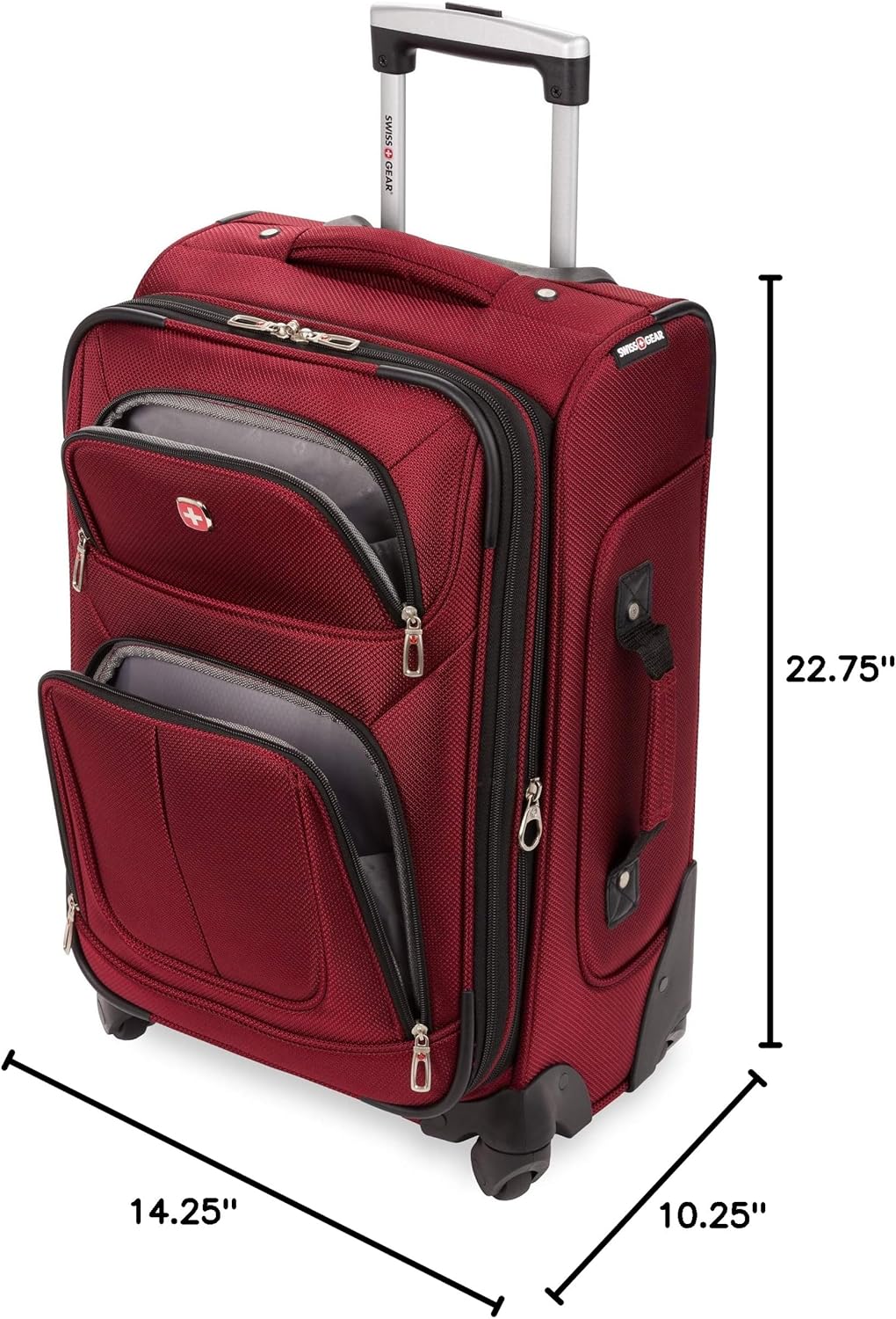 Sion Travel Set, Softside Expandable Carry-On Spinner Bundled with 1900 ScanSmart 17" Laptop Backpack with RFID Blocking & Tech Organization, Black