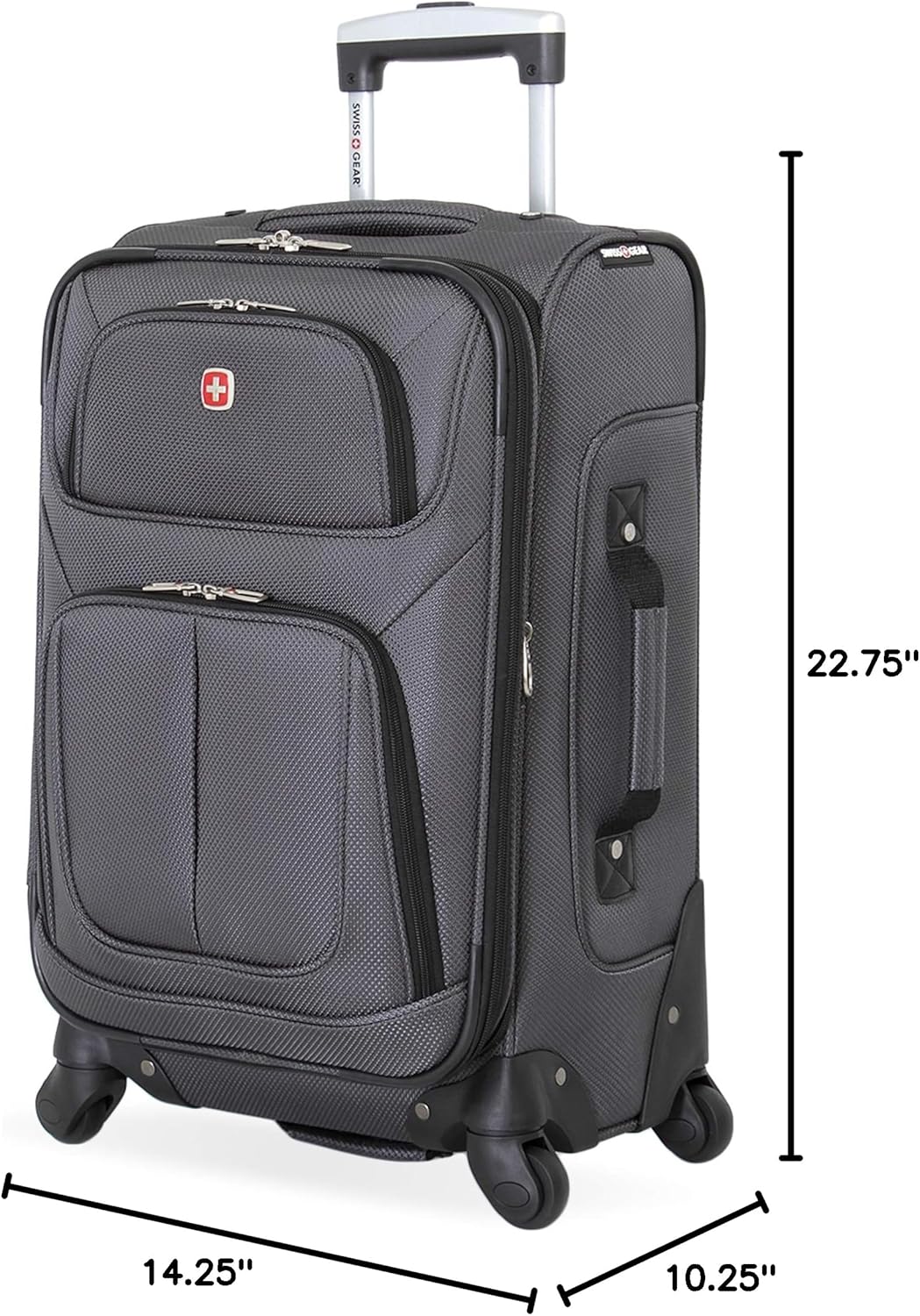 Sion Travel Set, Softside Expandable Carry-On Spinner Bundled with 1900 ScanSmart 17" Laptop Backpack with RFID Blocking & Tech Organization, Black
